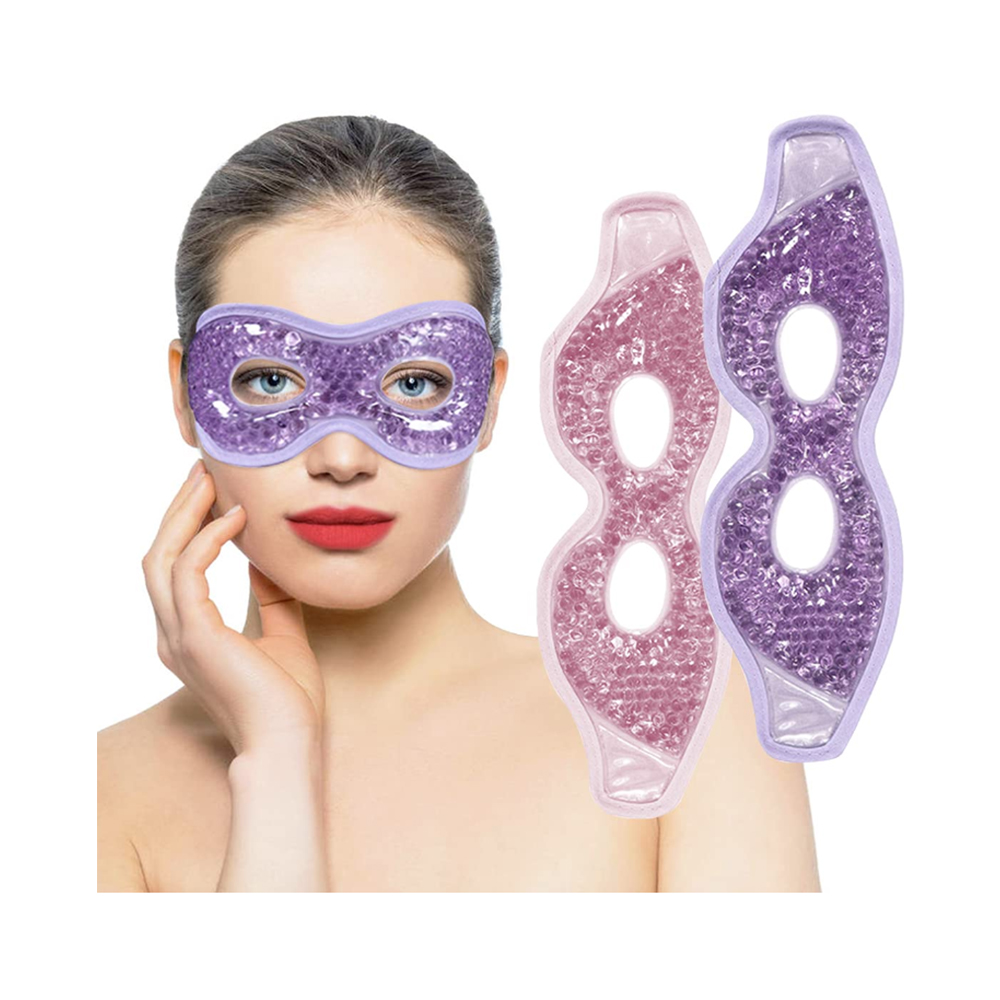 Maschera per gli occhi in gel rinfrescante con fori per gli occhi, impacchi freddi riutilizzabili con perline di gel per occhi gonfi e gonfiore