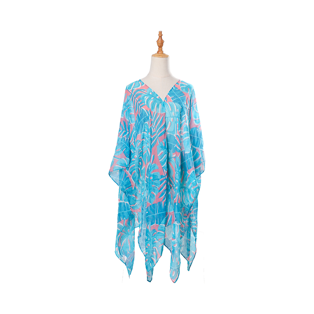 Kimono da bagno copricostume da donna in voile al 100% con stampa floreale bohémien, abbigliamento casual e ampio da resort