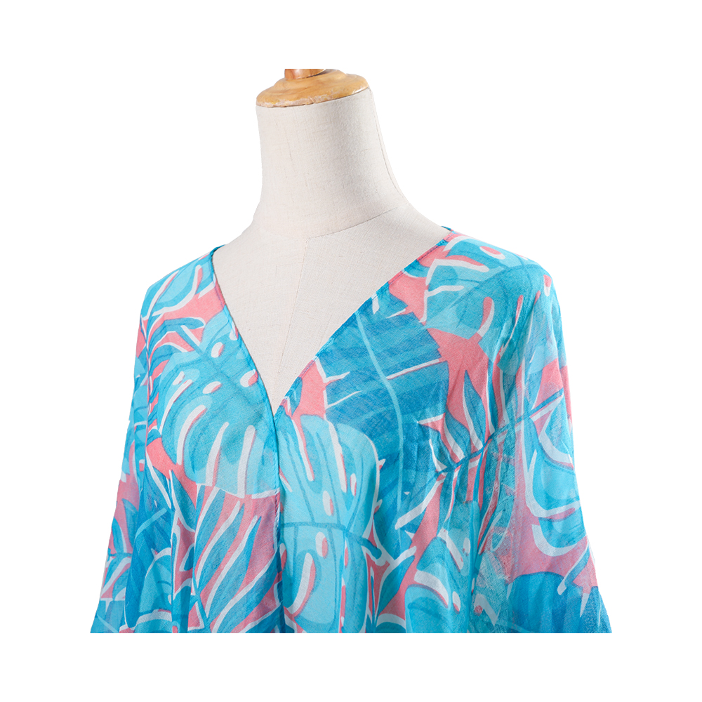 Kimono da bagno copricostume da donna in voile al 100% con stampa floreale bohémien, abbigliamento casual e ampio da resort