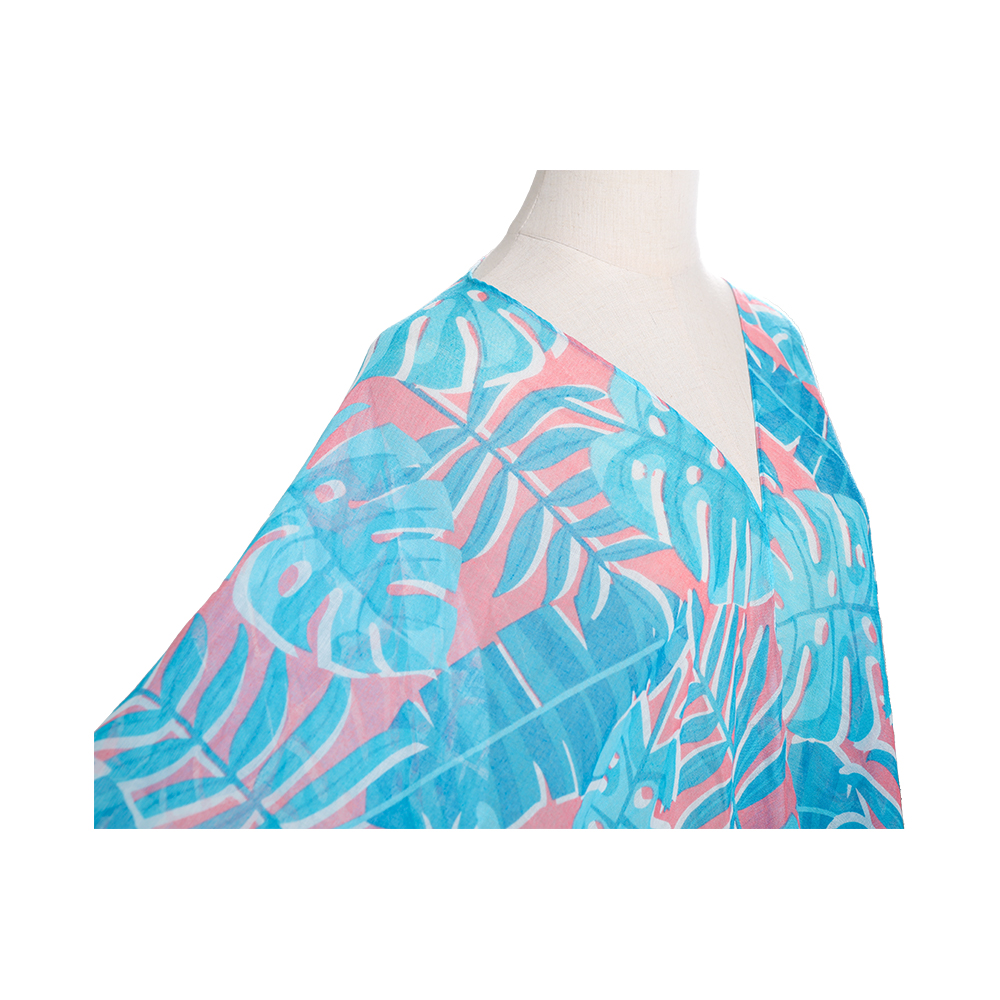 Kimono da bagno copricostume da donna in voile al 100% con stampa floreale bohémien, abbigliamento casual e ampio da resort