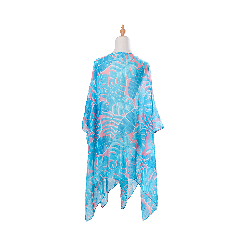 Kimono da bagno copricostume da donna in voile al 100% con stampa floreale bohémien, abbigliamento casual e ampio da resort