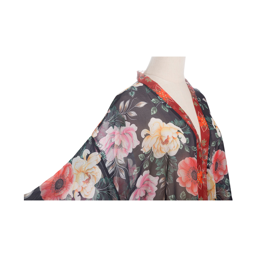 Kimono da donna, copricostume estivo da spiaggia, cardigan trasparente, chiffon floreale, camicetta ampia e casual