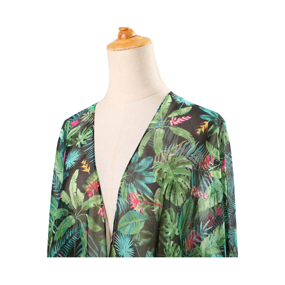 Cardigan estivo da donna in chiffon floreale al 100% con copertura superiore camicetta casual ampia