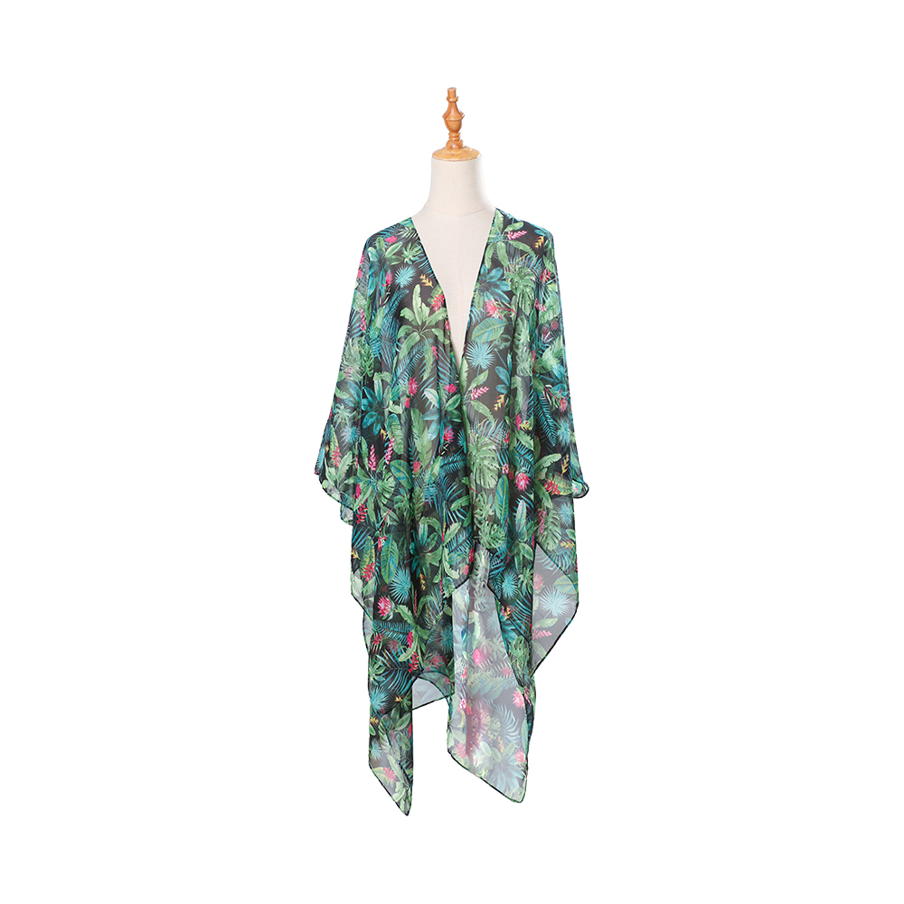 Cardigan estivo da donna in chiffon floreale al 100% con copertura superiore camicetta casual ampia