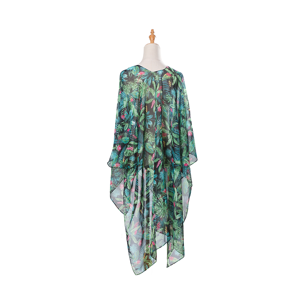 Cardigan estivo da donna in chiffon floreale al 100% con copertura superiore camicetta casual ampia