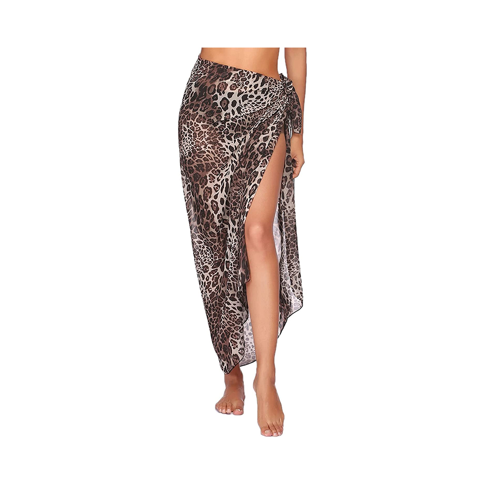 Stampa leopardo costume da bagno da donna copricostume estivo da spiaggia pareo gonna avvolgente chiffon costumi da bagno bikini copricostumi